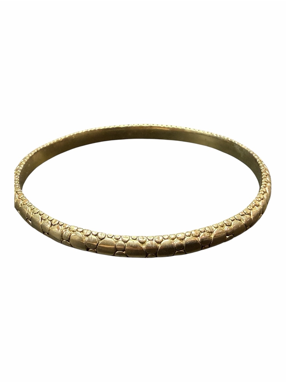 Vintage Monet Gold-toned Textured Bangle Bracelet pebble mosaic snake print
